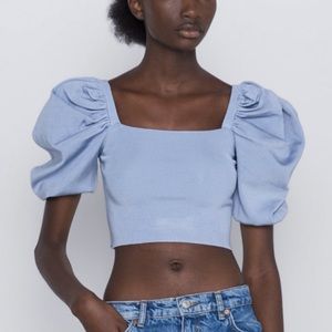 Zara Balloon Sleeve Crop Top